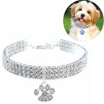 Collar para mascotas de 2 piezas, collar elástico con diamantes para gatos y perros, joyería, L