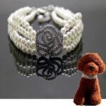 Suministros de decoración para mascotas con flores rosas y diamantes con puntos de perlas, 3 uds., S