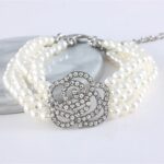 Suministros de decoración para mascotas con flores rosas y diamantes con puntos de perlas, 3 uds., S - Imagen 2