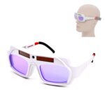 Gafas de soldadura fotoeléctrica anti-ultravioleta y anti-fuerte con atenuación automática, (White)
