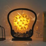 Lámpara de arte de papel, luz y sombra, tallado en papel, lámpara de mesa pequeña creativa hecha a mano DIY, Fan-shaped
