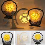Lámpara de arte de papel, luz y sombra, tallado en papel, lámpara de mesa pequeña creativa hecha a mano DIY, Arc-shaped - Imagen 5