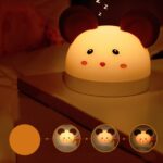 Linda luz nocturna de silicona para ratón con función de reloj despertador electrónico Lámpara de escritorio para dormir junto a la cama Reloj de aprendizaje - Imagen 3