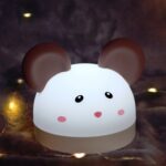 Linda luz nocturna de silicona para ratón con función de reloj despertador electrónico Lámpara de escritorio para dormir junto a la cama Reloj de aprendizaje - Imagen 5