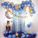 Conjunto de globo azul colgando bandera whisky globo cadena conjunto fiesta decoración decoración accesorios