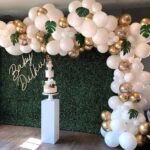 Blanco Gold Party Theme globo guirnalda conjunto cumpleaños boda decoración globo conjunto