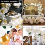 Blanco Gold Party Theme globo guirnalda conjunto cumpleaños boda decoración globo conjunto - Imagen 5