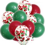 2 PCS Navidad rojo verde confeti globo conjunto feliz navidad navidad fiesta decoraciones - Imagen 2