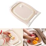 Tabla de cortar multifuncional, lavabo plegable para lavar verduras, cocina, Pink, Blue