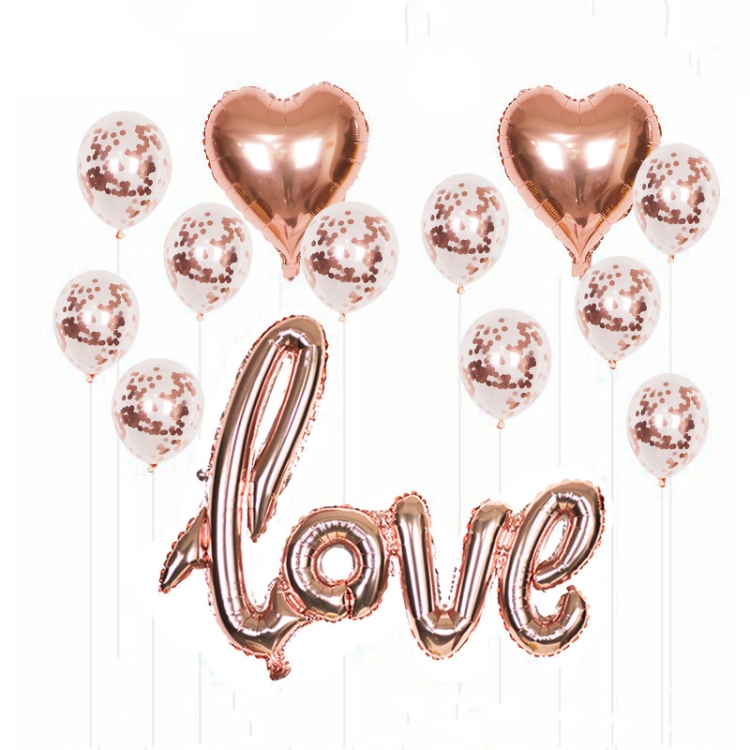 TBD0542105702.jpg Juego de decoración de globos de papel de aluminio, 2 uds., diseño de lugar de boda, boda, globos, LOVE + 2 Heart Shape + 10 Sequins - Imagen 1
