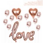 Juego de decoración de globos de papel de aluminio, 2 uds., diseño de lugar de boda, boda, globos, LOVE + 2 Heart Shape + 10 Sequins - Imagen 2