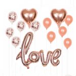 Juego de decoración de globos de papel de aluminio, 2 uds., diseño de lugar de boda, boda, globos, LOVE + 2 Heart Shape + 5 Sequins 5 Latex