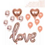 Juego de decoración de globos de papel de aluminio, 2 uds., diseño de lugar de boda, boda, globos, LOVE + 2 Heart Shape + 5 Sequins 5 Latex - Imagen 2