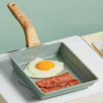 Mini sartén antiadherente Tamagoyaki Sartén para desayuno de fondo plano, Long-shaped, Square