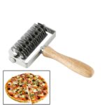 Herramienta de hornear Handilla de madera de acero inoxidable Manera de madera Rodillo de pizzería Postre Pizza Net Cuchillo Neto