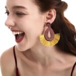 Pendientes de borla bohemia Pendientes de cuentas de arroz de estilo étnico femenino - Imagen 4