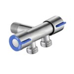 Grifo de válvula de tres vías multifunción de una entrada y dos salidas de acero inoxidable, Double 4-point Thread, Net Mouth+4 Points Mouth, Double 4-point Nozzle, 4&6 Points Washing Machine Nozzle, Spray Gun Set, Hand Wheel Spray Gun Set