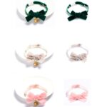 5 uds. Collar ajustable con lazo de terciopelo para mascotas, accesorios para pajarita para gato, perro y conejo, S 17-30cm Bowknot With Bell - Imagen 3