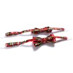 5 uds copo de nieve Navidad rojo cuadros ajustable mascota pajarita Collar lazo nudo gato perro Collar, S 17-30cm Pointed Bowknot With Bell - Imagen 4