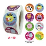 10 pegatinas de recompensa de animales de dibujos animados, etiqueta decorativa para el aula, A-110 2.5cm / 1inch - Imagen 2