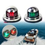 1 par de acero inoxidable LED de navegación Luz de la señal de vela verde roja para el barco marino Yate Luz de advertencia, DC 12V