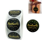 5 uds pegatinas redondas hechas a mano pegatinas para hornear etiqueta dorada caliente, C-1 Sticker