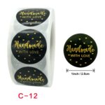 5 uds pegatinas redondas hechas a mano pegatinas para hornear etiqueta dorada caliente, C-1 Sticker - Imagen 2