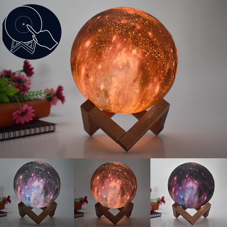 TBD0545438901.jpg Lámpara de luna 3D Lámpara de mesa de regalo para niños Luz de noche LED de cielo estrellado pintado, 15cm Touch Control 3-colors 1W - Imagen 1