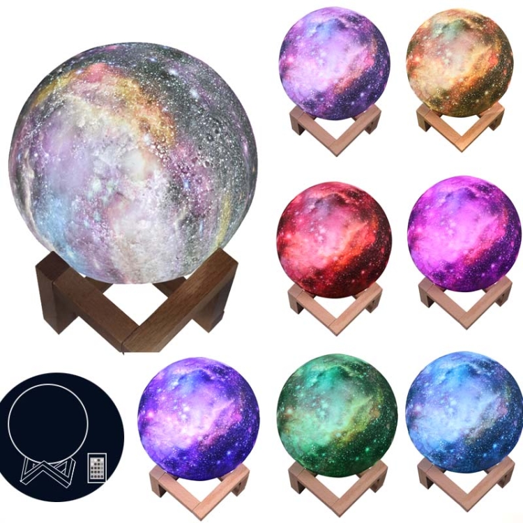 TBD0545438903.jpg Lámpara de luna 3D Lámpara de mesa de regalo para niños Luz de noche LED de cielo estrellado pintado, 15cm Remote Control 16-colors 1W - Imagen 1
