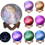 Lámpara de luna 3D Lámpara de mesa de regalo para niños Luz de noche LED de cielo estrellado pintado, 15cm Touch Control 7-colors 1W
