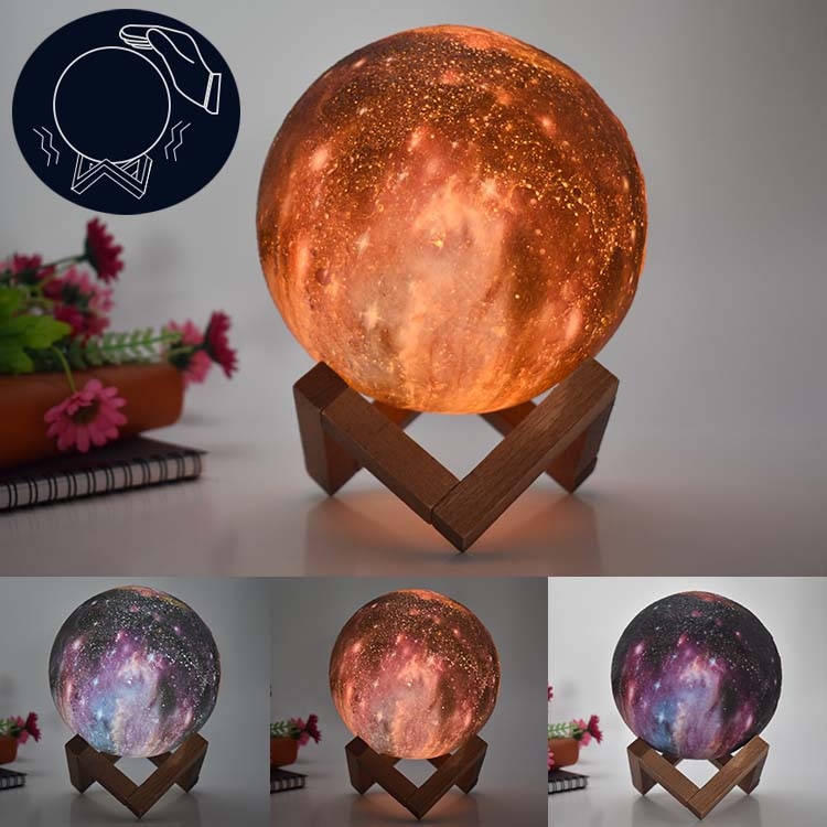 TBD0545438912.jpg Lámpara de luna 3D Lámpara de mesa de regalo para niños Luz de noche LED de cielo estrellado pintado, 20cm Pat Control 3-colors 1W - Imagen 1