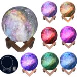 Lámpara de luna 3D Lámpara de mesa de regalo para niños Luz de noche LED de cielo estrellado pintado, 20cm Remote Control 16-colors 1W
