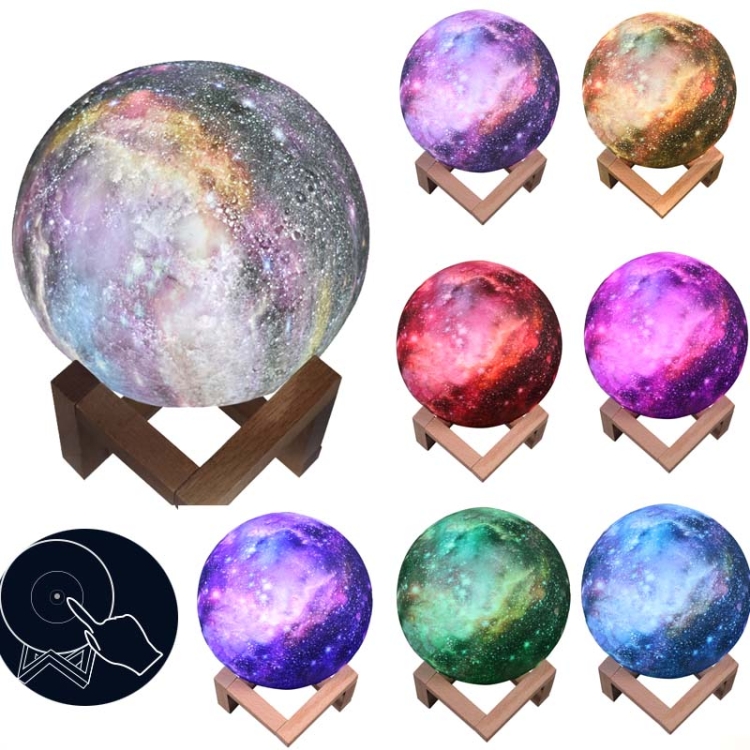 TBD0545438914.jpg Lámpara de luna 3D Lámpara de mesa de regalo para niños Luz de noche LED de cielo estrellado pintado, 20cm Touch Control 7-colors 1W - Imagen 1