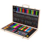 Caja de madera de pintura, conjunto de bolígrafos coloridos, útiles escolares para bellas artes para niños, 180 in 1