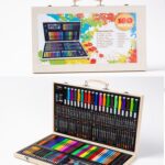 Caja de madera de pintura, conjunto de bolígrafos coloridos, útiles escolares para bellas artes para niños, 180 in 1 - Imagen 2