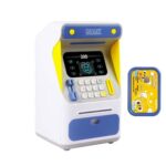 Caja de seguridad para cajero automático con reconocimiento facial de simulación, contraseña de simulación, caja de seguridad para dinero rodante automática, Blue (Charging Version)