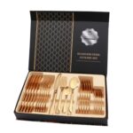 Juego de regalo de cubiertos de carne occidental de vajilla de acero inoxidable 24 en 1, Golden