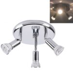 Foco frontal de espejo ajustable, luz de techo LED GU10 de tres cabezales redondos de 9W, Warm Light