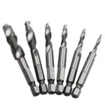 6 PCS / Set HSS Multifunción Compuesto integrado Taladrado de orificio de roscado Chaflán