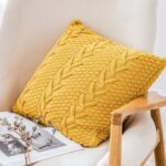 Funda de almohada de punto de lana casera, Turmeric 45 x 45 cm