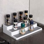 Estante de almacenamiento de condimento escalonado de tres capas de 2 piezas Estante de almacenamiento de cocina para el hogar - Imagen 5