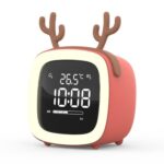 Despertador LED multifuncional recargable por USB para niños con forma de ciervo de dibujos animados