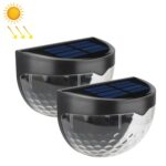 2 piezas LED luz de pared solar al aire libre semicircular valla jardín césped luz