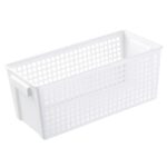 Cesta de almacenamiento de plástico rectangular para aperitivos y artículos diversos de escritorio, 6 uds., Small （White）