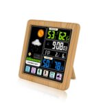 TS-3310 Reloj meteorológico inalámbrico Reloj de pantalla a color multifuncional Termómetro de pantalla táctil creativo para el hogar, Wood Grain - Imagen 2