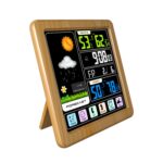 TS-3310 Reloj meteorológico inalámbrico Reloj de pantalla a color multifuncional Termómetro de pantalla táctil creativo para el hogar, Wood Grain - Imagen 3