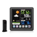 TS-3310 Reloj meteorológico inalámbrico Reloj de pantalla a color multifuncional Termómetro de pantalla táctil creativo para el hogar, Black
