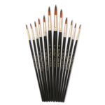 ZHU TING 12 PCS / Set Pluma de acuarela de pelo de nailon Pincel de gouache pintado para niños, Nylon Hair Watercolor Pen