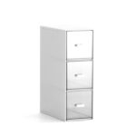 Cajón de escritorio, caja de almacenamiento, cosméticos, oficina, papelería para estudiantes, bolígrafo, dormitorio, estante de escritorio de tres rejillas, Ivory White