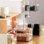 Cajón de escritorio, caja de almacenamiento, cosméticos, oficina, papelería para estudiantes, bolígrafo, dormitorio, estante de escritorio de tres rejillas, Ivory White - Imagen 4